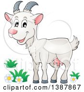 Cartoon Happy White Goat