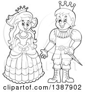 Poster, Art Print Of Cartoon Happy Black And White Princess And Prince