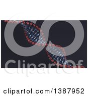 Clipart Of A Background Of A 3d Red And Blue DNA Strand On A Dark Backdrop Royalty Free Illustration