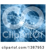 Poster, Art Print Of Background Of Diagonal 3d Blue Dna Strands