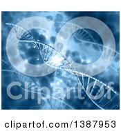 Clipart Of A Background Of Diagonal 3d Blue DNA Strands Royalty Free Illustration