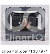 Clipart Of A 3d Printer Reating A Heart On A Shaded Background Royalty Free Illustration