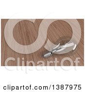 Clipart Of A 3d Glass Light Bulb On Wood Royalty Free Illustration