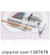 Poster, Art Print Of 3d Drafting Tools And Rulers On A Desk