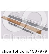 Poster, Art Print Of 3d Clutch Pencil And Rulers On A Desk