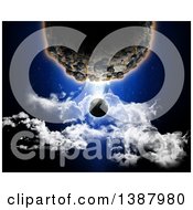 Poster, Art Print Of 3d Large Planet Dwarfing Another Over Clouds