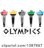 Poster, Art Print Of Row Of Torches With Colorful Flames Over Olympics Text