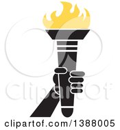 Poster, Art Print Of Hand Holding An Olympic Torch With Yellow Flames