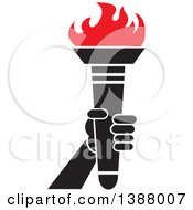 Poster, Art Print Of Hand Holding An Olympic Torch With Red Flames