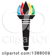 Clipart Of An Olympic Torch With Colorful Flames Royalty Free Vector Illustration