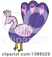 Clipart Of A Cartoon Peacock Bird Royalty Free Vector Illustration