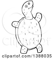 Poster, Art Print Of Cartoon Black And White Lineart Tortoise Turtle