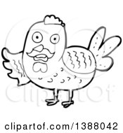 Poster, Art Print Of Cartoon Black And White Lineart Roooster Chicken