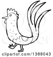 Poster, Art Print Of Cartoon Black And White Lineart Roooster Chicken