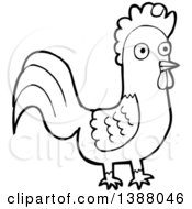 Clipart Of A Cartoon Black And White Lineart Roooster Chicken Royalty Free Vector Illustration by lineartestpilot
