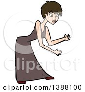 Clipart Of A Cartoon Brunette White Woman Dancing The Robot Royalty Free Vector Illustration by lineartestpilot