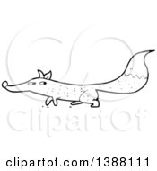 Clipart Of A Cartoon Black And White Lineart Fox Royalty Free Vector Illustration