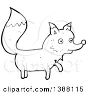 Clipart Of A Cartoon Black And White Lineart Fox Royalty Free Vector Illustration