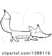Poster, Art Print Of Cartoon Black And White Lineart Fox
