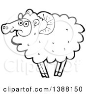 Poster, Art Print Of Cartoon Black And White Lineart Sheep