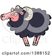 Clipart Of A Cartoon Black Sheep Royalty Free Vector Illustration
