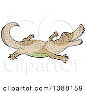 Clipart Of A Tan Crocodile Or Alligator Royalty Free Vector Illustration
