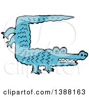 Poster, Art Print Of Blue Crocodile Or Alligator Doing A Hand Stand