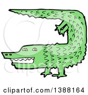 Poster, Art Print Of Green Crocodile Or Alligator Doing A Hand Stand