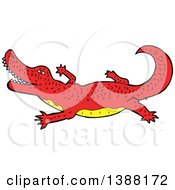 Clipart Of A Red And Yellow Crocodile Or Alligator Royalty Free Vector Illustration
