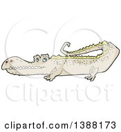 Clipart Of A Tan Crocodile Or Alligator Royalty Free Vector Illustration