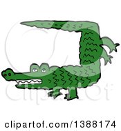 Clipart Of A Green Crocodile Or Alligator Doing A Hand Stand Royalty Free Vector Illustration