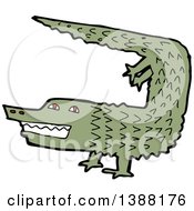 Clipart Of A Green Crocodile Or Alligator Doing A Hand Stand Royalty Free Vector Illustration