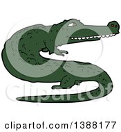 Clipart Of A Green Crocodile Or Alligator Royalty Free Vector Illustration by lineartestpilot