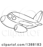 Poster, Art Print Of Black And White Lineart Airplane