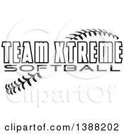 Poster, Art Print Of Black And White Team Xtreme Softball Text Over Baseball Stitches