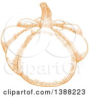 Clipart Of A Sketched Orange Pumpkin Or Squash Royalty Free Vector Illustration