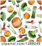 Clipart Of A Seamless Background Pattern Of Vegetables Royalty Free Vector Illustration