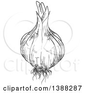 Clipart Of A Sketched Gray Gralic Bulb Royalty Free Vector Illustration