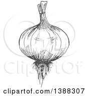 Clipart Of A Sketched Gray Onion Royalty Free Vector Illustration