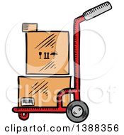 Clipart Of Sketched Shipping Boxes On A Dolly Royalty Free Vector Illustration by Vector Tradition SM