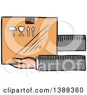 Poster, Art Print Of Sketched Hands Holding A Shipping Box