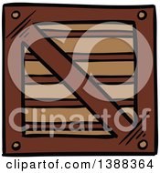 Clipart Of A Sketched Shipping Crate Royalty Free Vector Illustration