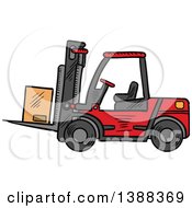 Poster, Art Print Of Sketched Shipping Box On A Forklift