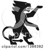 Clipart Of A Black Silhouetted Rampant Lion Royalty Free Vector Illustration