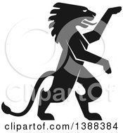 Poster, Art Print Of Black Silhouetted Rampant Lion