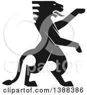 Clipart Of A Black Silhouetted Rampant Lion Royalty Free Vector Illustration