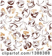 Clipart Of A Seamless Background Pattern Of Hot Coffee Royalty Free Vector Illustration