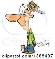 Poster, Art Print Of Cartoon April Foolish Guy Walking With Toilet Paper Tucked In His Pants