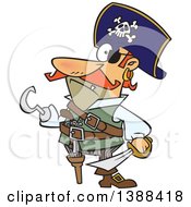 Poster, Art Print Of Cartoon Pirate Captain With A Peg Leg And Hook Hand