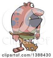 Clipart Of A Cartoon Cyclops Holding A Club Royalty Free Vector Illustration